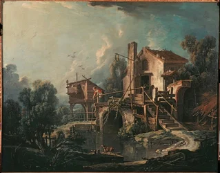 Paysage avec moulin